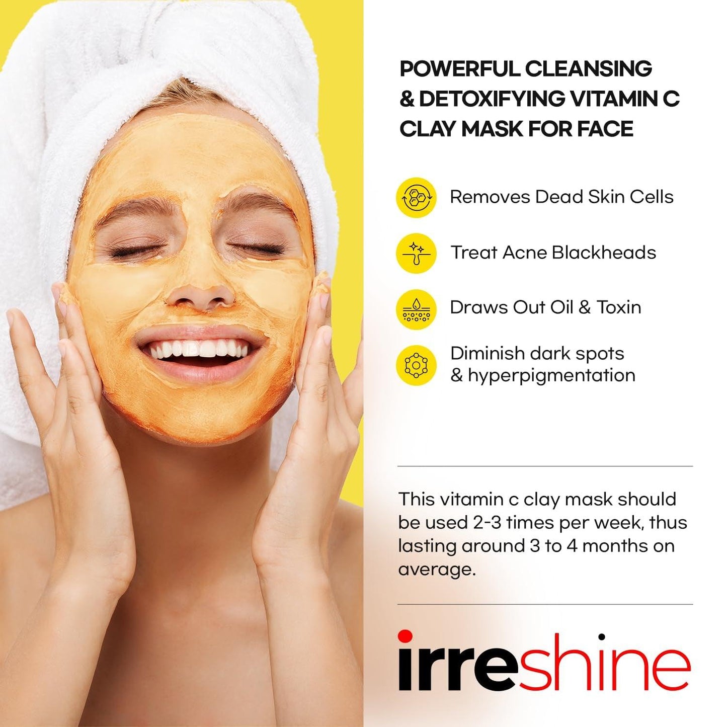 Turmeric Vitamin C Clay Mask: Turmeric Face Mask Vitamin C Clay Mask Clay Mask for Face Clay Face Mask - Vitamin C Clay Mask with Turmeric Vitamin C Face Mask 5.07Oz/150Ml - Jazz Beauty