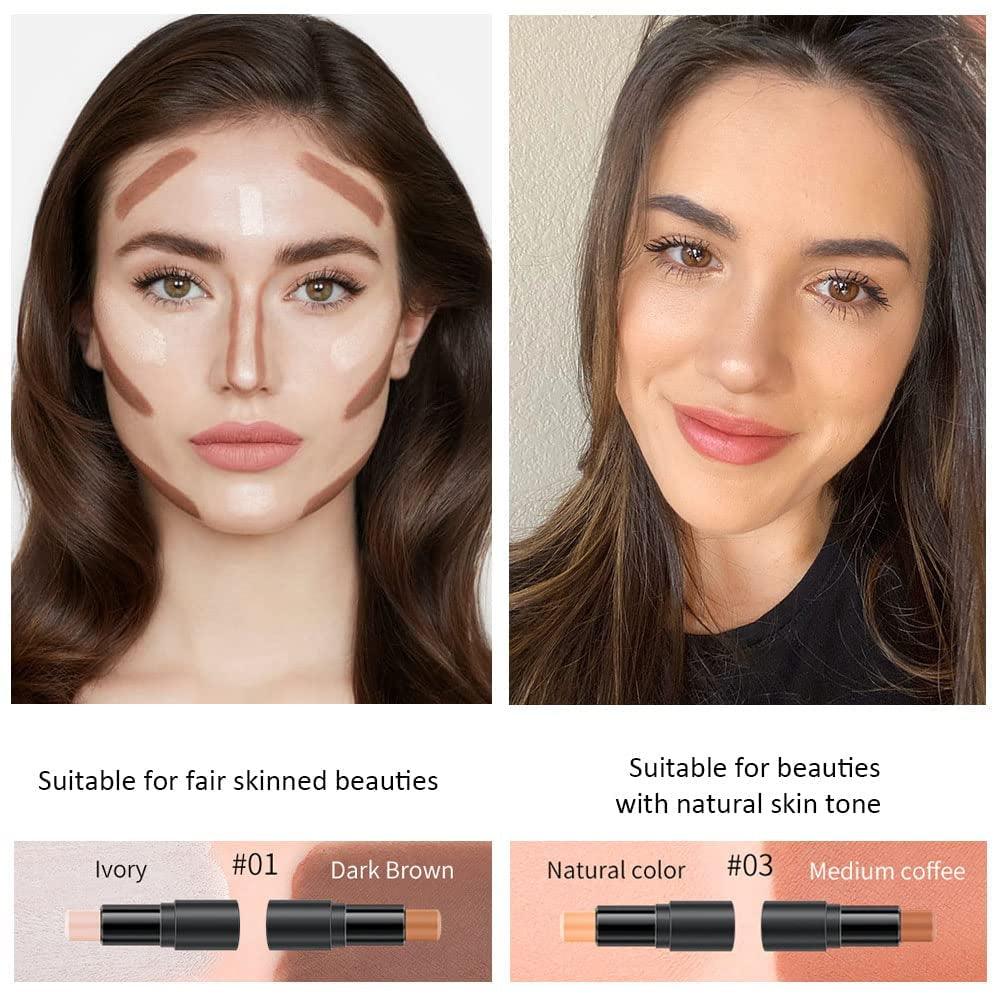 4 Colors Cream Contour Stick Makeup Kit Set Concealer Bronzer Stick Cream Contour Palette Contour Contouring Makeup Kit for Beginner Liquid Face Highlighter Makeup Stick Contorno Maquillaje 1+3 - Jazz Beauty