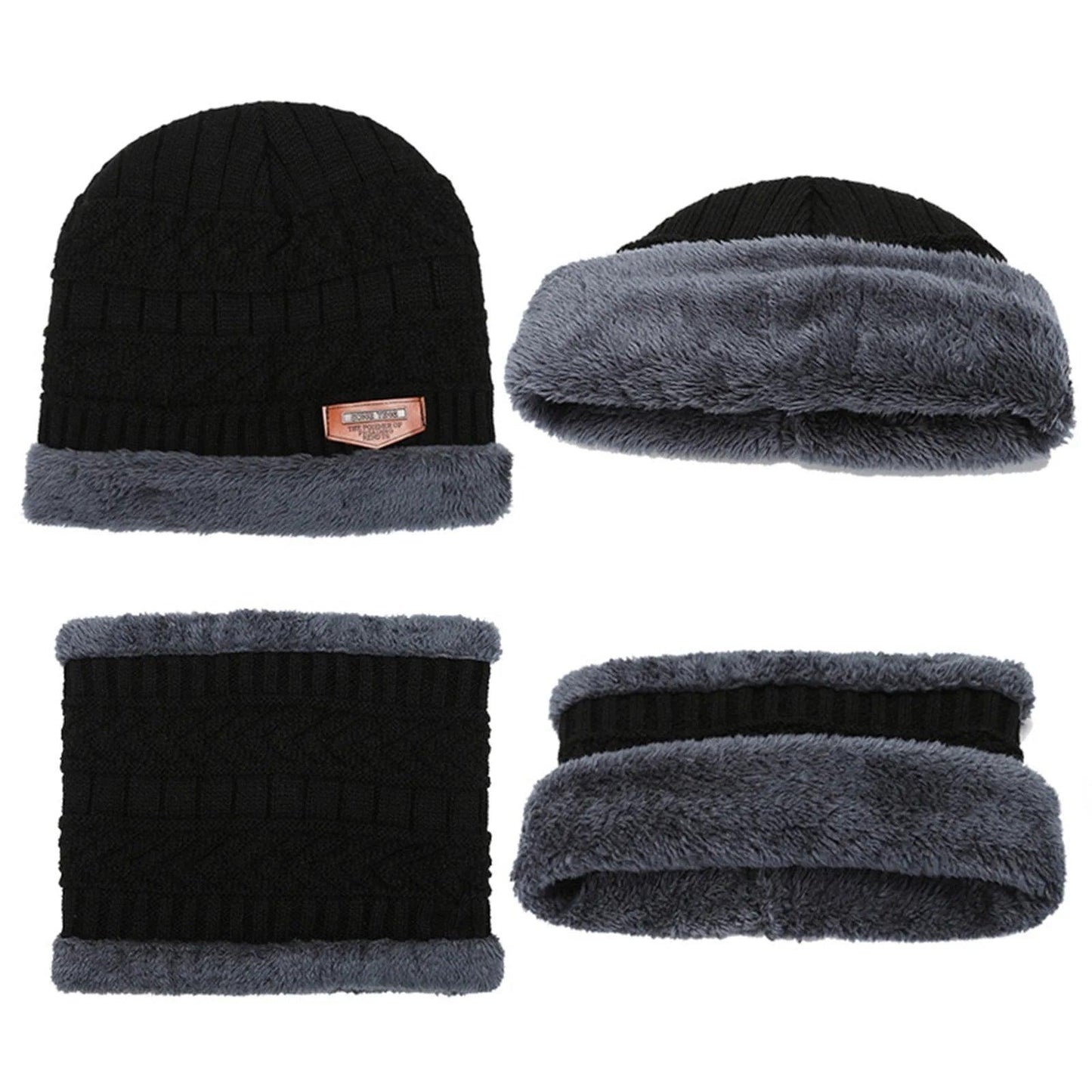 Clearance! Mens Womens Winter Beanie Hat Scarf Set,Winter Cap Neck Warmer for Men Women Adults Gifts,Warm Knit Hat Thick Fleece Lined - Jazz Beauty