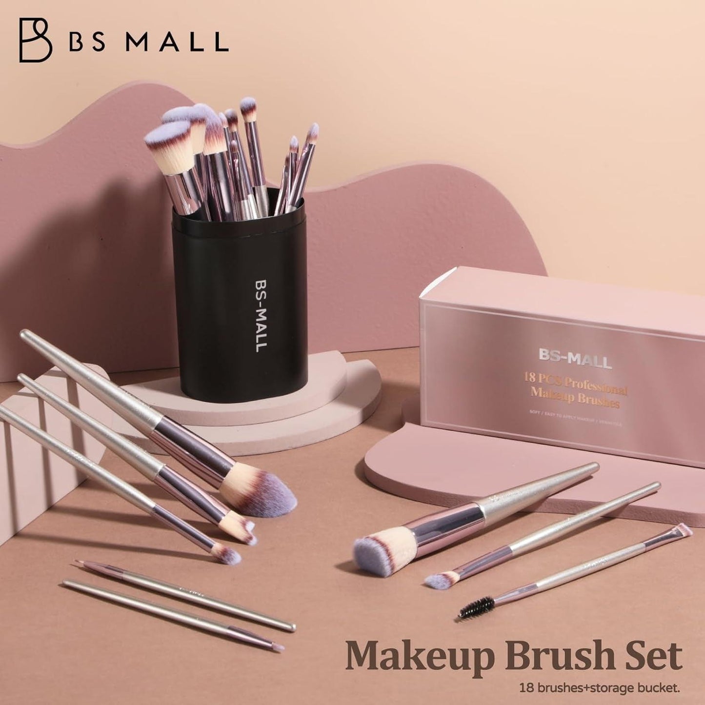 Makeup Brush Set 18 Pcs Premium Synthetic Foundation Powder Concealers Eye Shadows Blush Makeup Brushes with Black Case - Jazz Beauty