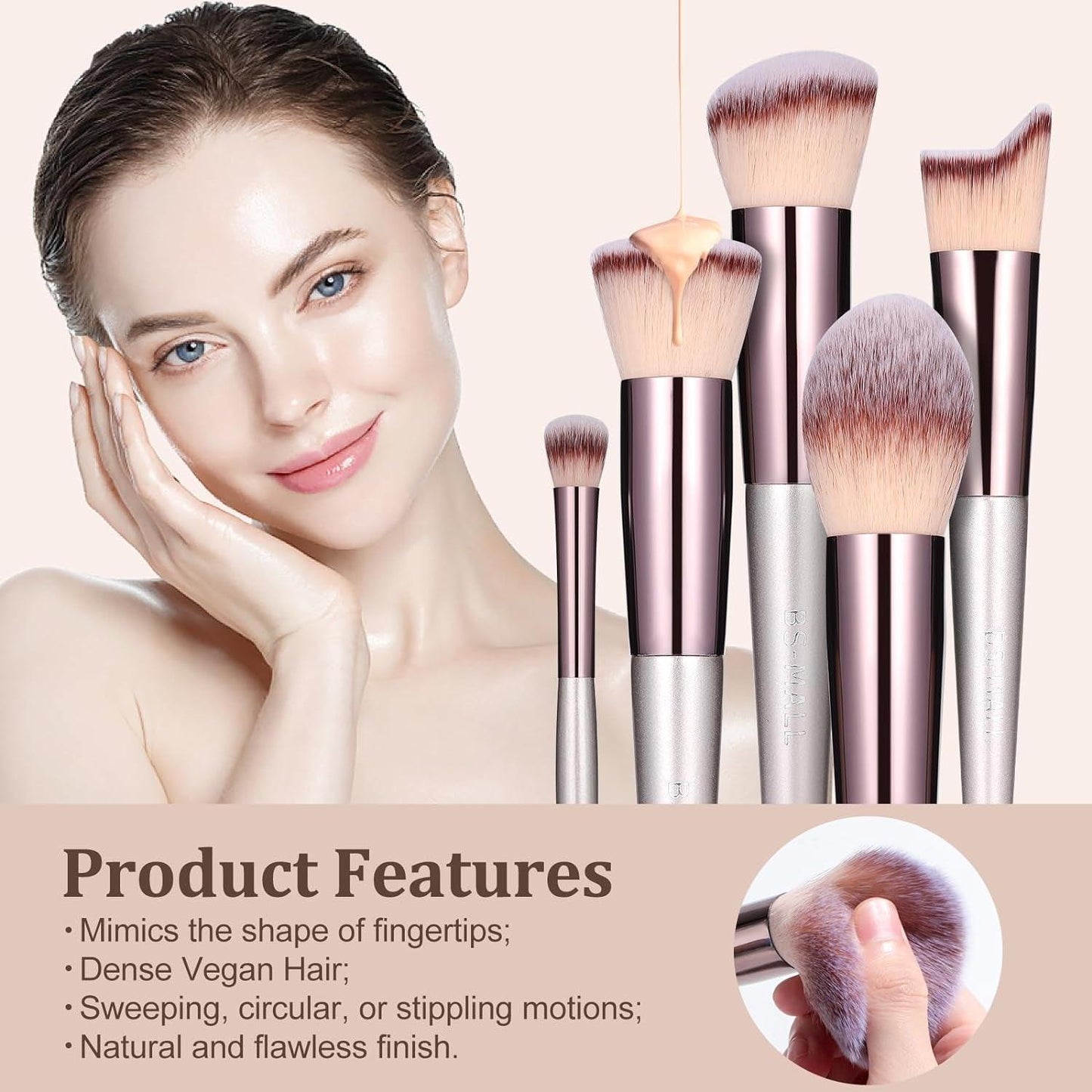 Makeup Brush Set 18 Pcs Premium Synthetic Foundation Powder Concealers Eye Shadows Blush Makeup Brushes with Black Case - Jazz Beauty