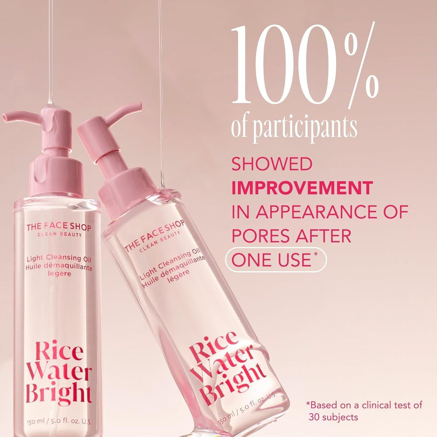 The Face Shop Rice Water Bright Light Facial Cleansing Oil, Daily Makeup Remover, Oil Cleanser, Vegan, Korean Skin Care with Jojoba Oil, Face Wash for Sensitive, Normal & Oily Skin, Face Pore Cleanser - Jazz Beauty