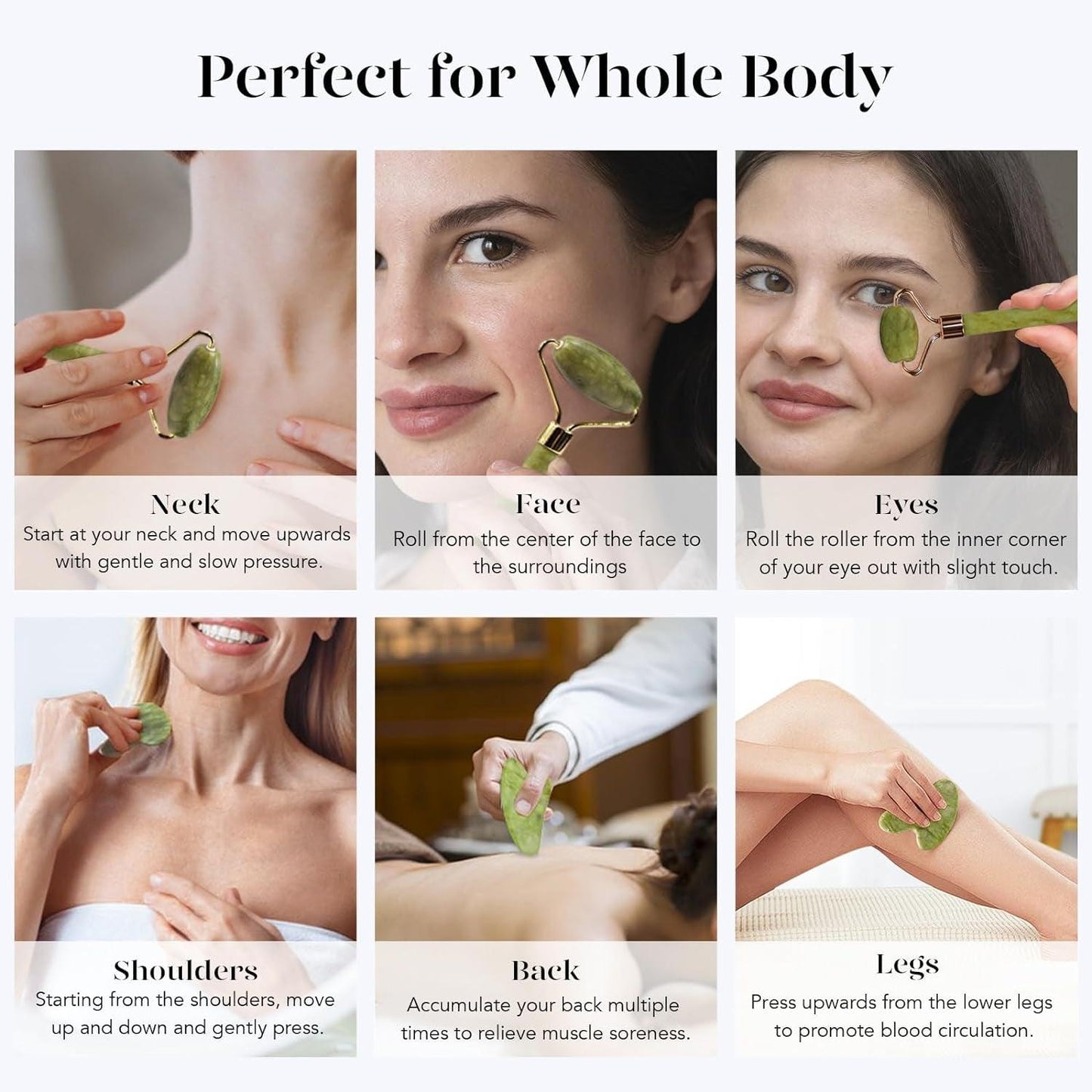 Icyme Gua Sha & Jade Roller Facial Tools Face Roller and Gua Sha Set for Puffiness and Redness Reducing Skin Care Routine, Self Care Gift for Men Women - Green - Jazz Beauty