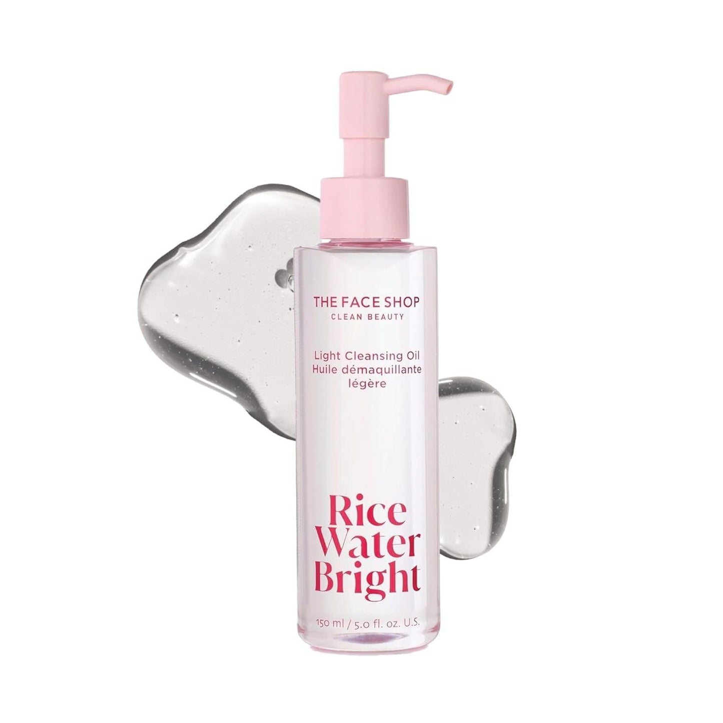 The Face Shop Rice Water Bright Light Facial Cleansing Oil, Daily Makeup Remover, Oil Cleanser, Vegan, Korean Skin Care with Jojoba Oil, Face Wash for Sensitive, Normal & Oily Skin, Face Pore Cleanser - Jazz Beauty