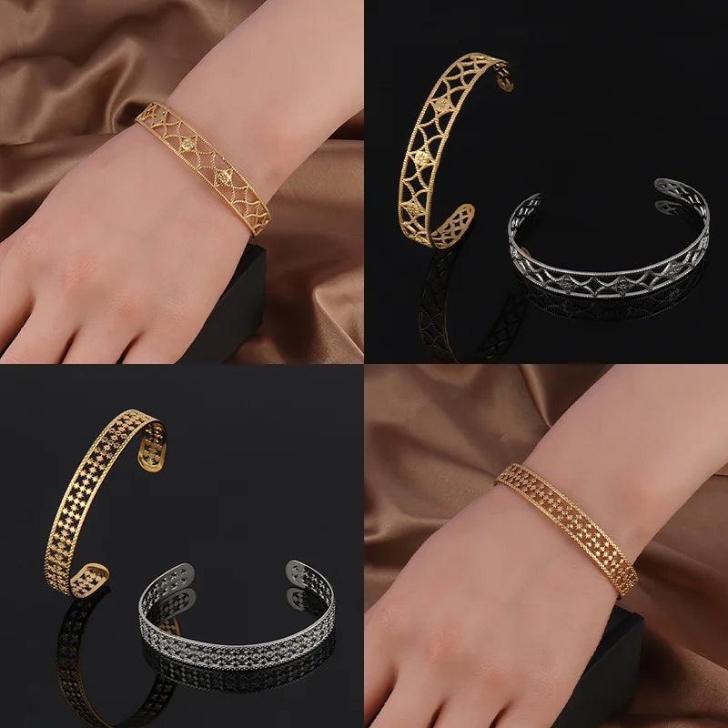 Women Stainless Steel Bracelets for Women Cuban Snake Bangle Bracelet Geometric Open Cuff Bracelet Punk Design Bracelet Jewelry - Jazz Beauty