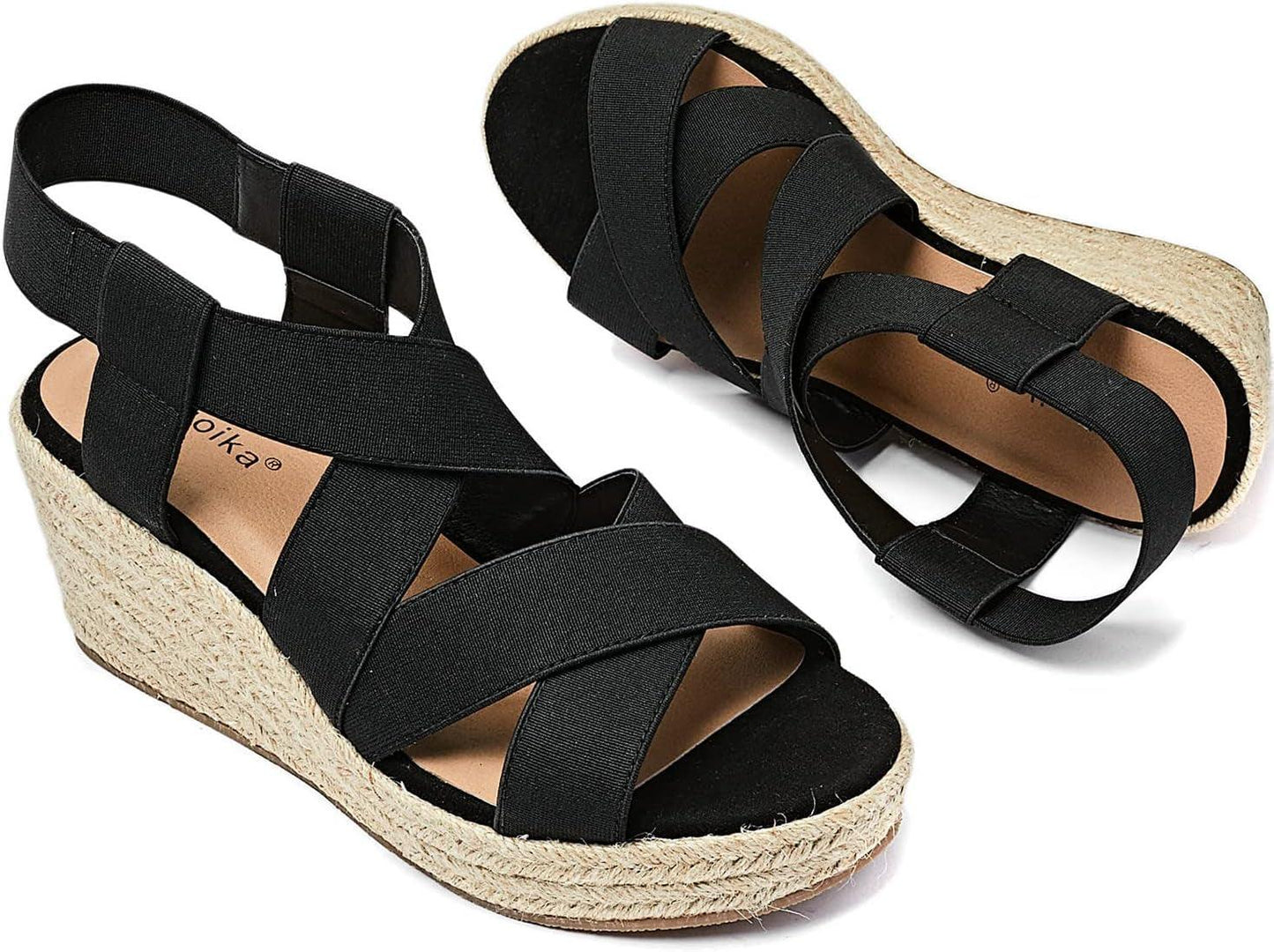 Women'S Wide Width Wedge Sandals, Ankle Strap Flat Low Wedge Platform Heel Sandal. - Jazz Beauty