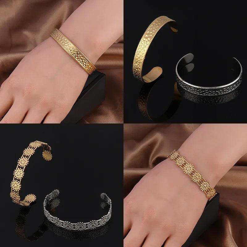 Women Stainless Steel Bracelets for Women Cuban Snake Bangle Bracelet Geometric Open Cuff Bracelet Punk Design Bracelet Jewelry - Jazz Beauty
