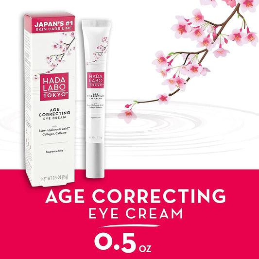 Age Correcting Eye Cream, Anti-Aging Super Hyaluronic Acid, Collagen & Caffeine Reduce Wrinkles, Dark Circles & under Eye Puffiness, Lift, Firm & Brighten Eyes, 0.5 Oz - Jazz Beauty