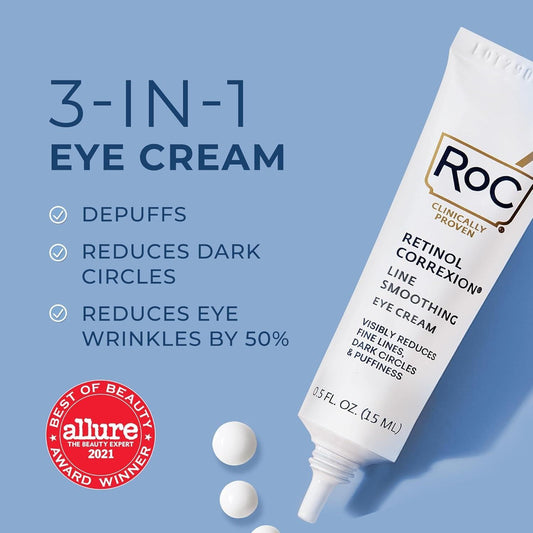 Retinol Correxion under Eye Cream for Dark Circles & Puffiness, Daily Wrinkle Cream, anti Aging Line Smoothing Skin Care Treatment for Women and Men, 0.5 Oz (Packaging May Vary) - Jazz Beauty