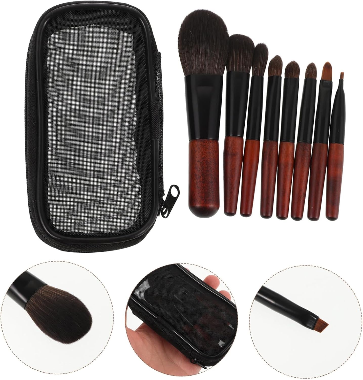 1Set Travel Makeup Brush Set Mini Portable Cosmetics Brush Set Soft Bristles for Eyeshadow and Concealer for Quick Touch-Ups the Go