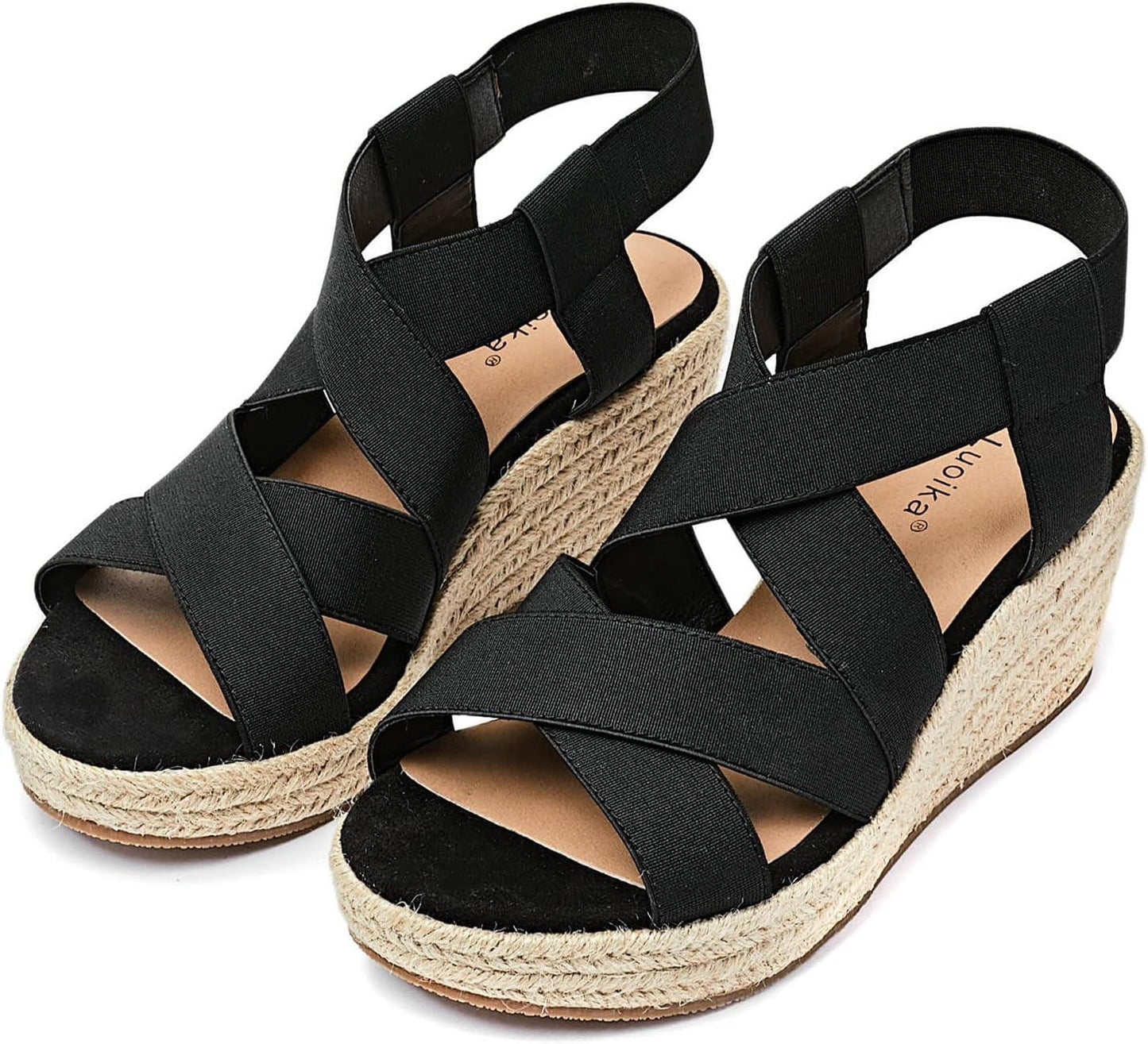 Women'S Wide Width Wedge Sandals, Ankle Strap Flat Low Wedge Platform Heel Sandal. - Jazz Beauty