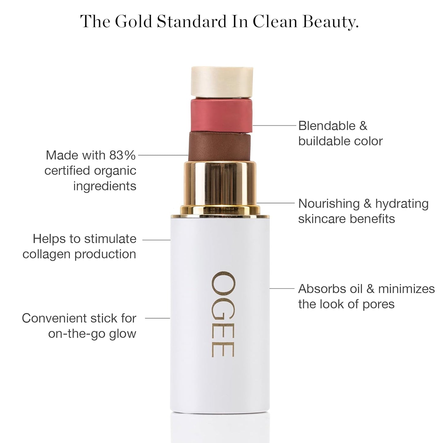 Sculpted Face Stick (AMETHYST - SOFT CHAMPAGNE SHIMMER) Certified Organic Blush Stick - Multi-Use Cream Blush & Highlighter Stick