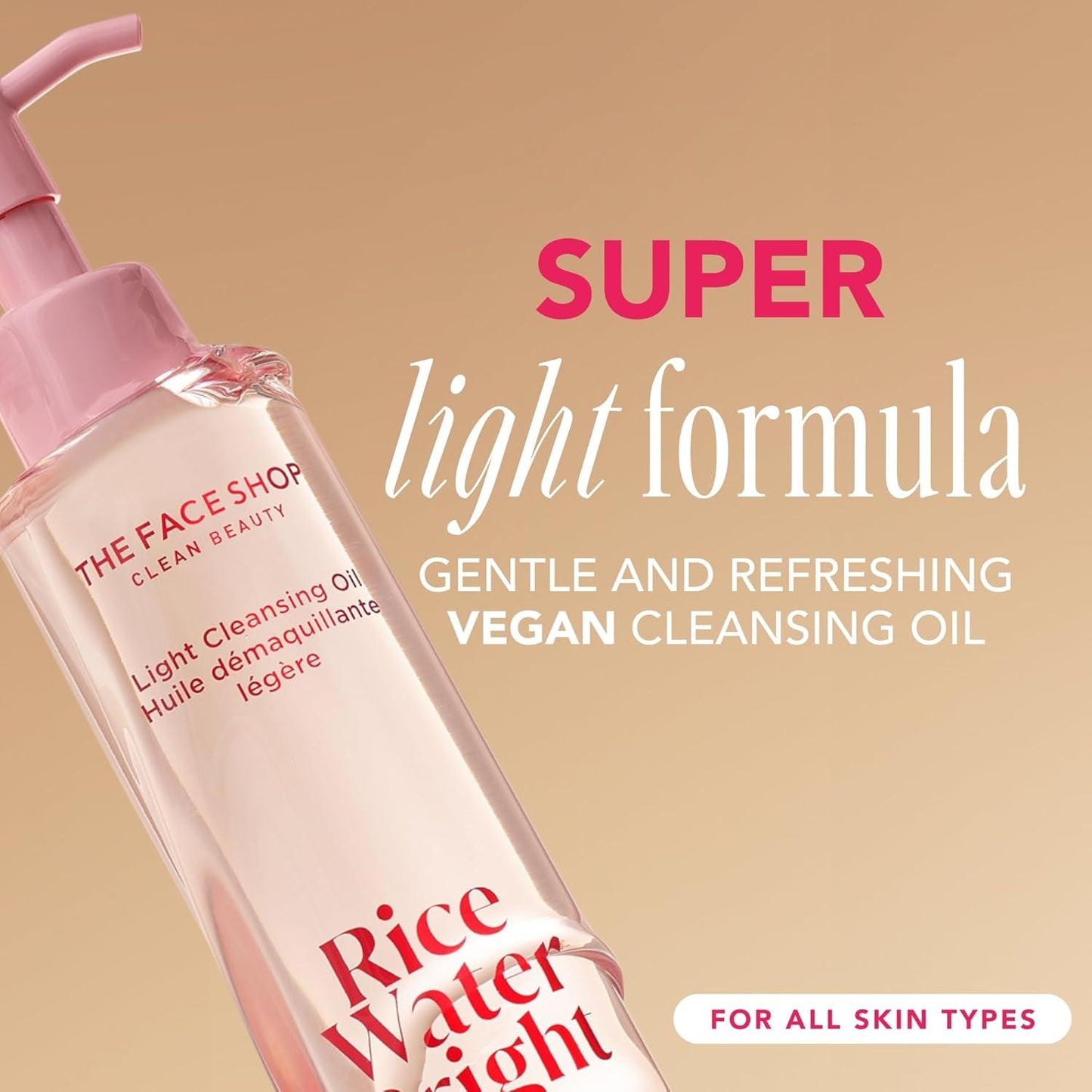The Face Shop Rice Water Bright Light Facial Cleansing Oil, Daily Makeup Remover, Oil Cleanser, Vegan, Korean Skin Care with Jojoba Oil, Face Wash for Sensitive, Normal & Oily Skin, Face Pore Cleanser - Jazz Beauty