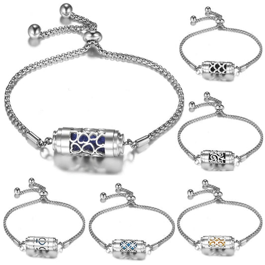 Stainless Steel Wristband Adjustable Perfume Essential Oil Diffuser Bracelet