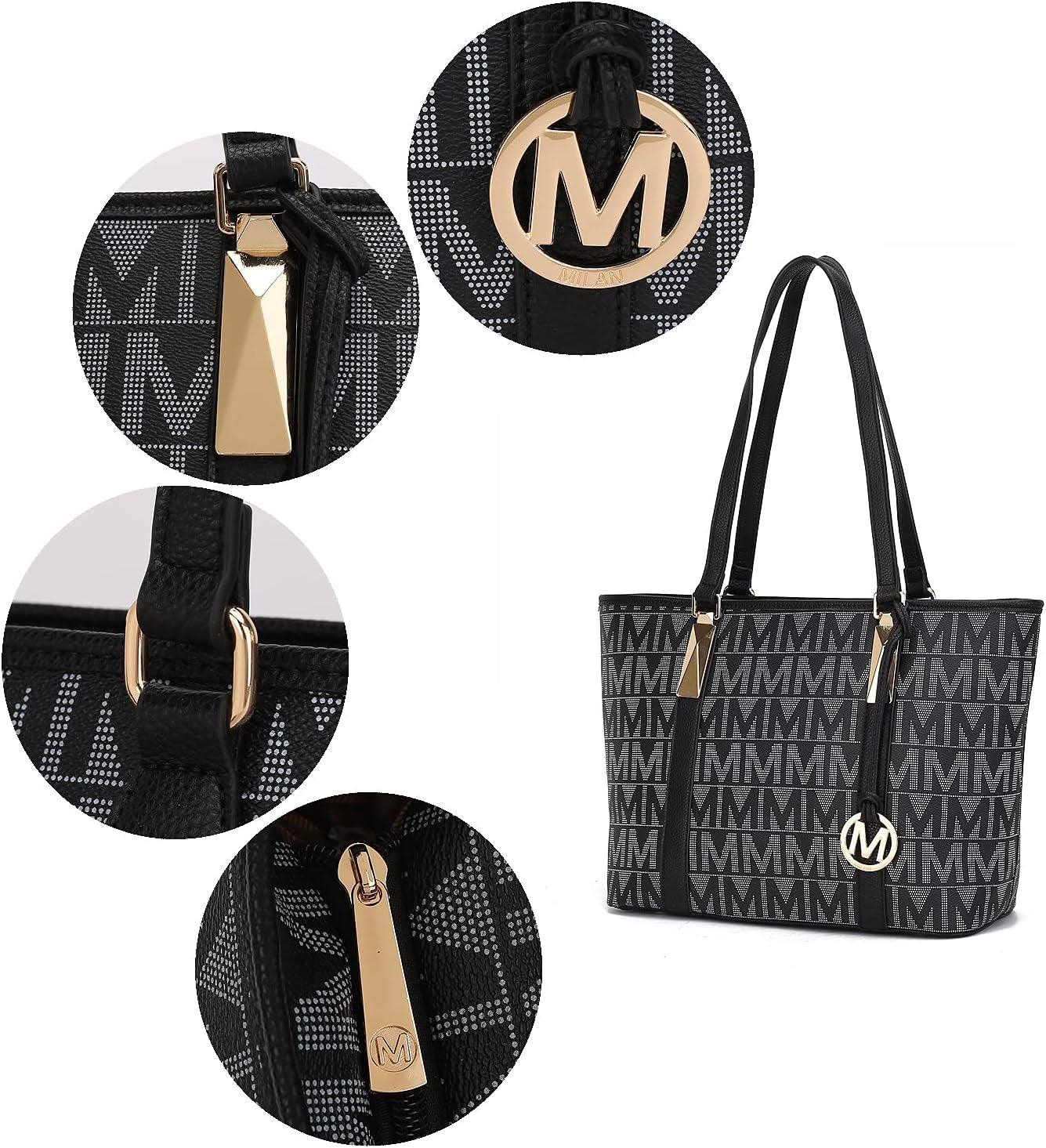 Tote Bag for Women, Shoulder Handbag & Wristlet Pouch Purse Top Handle Vegan Leather 4Pcs Set Pocketbook - Jazz Beauty