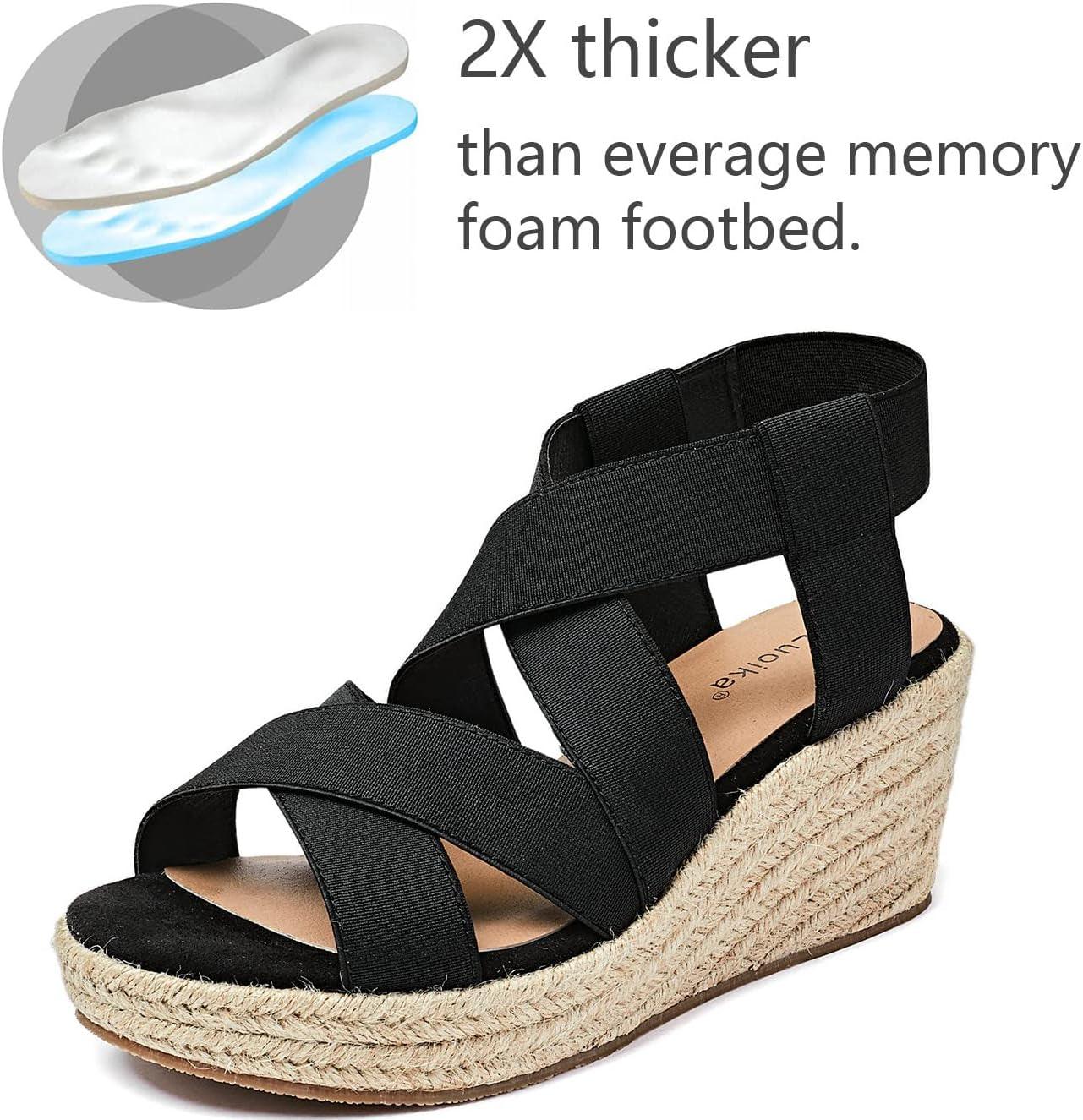 Women'S Wide Width Wedge Sandals, Ankle Strap Flat Low Wedge Platform Heel Sandal. - Jazz Beauty