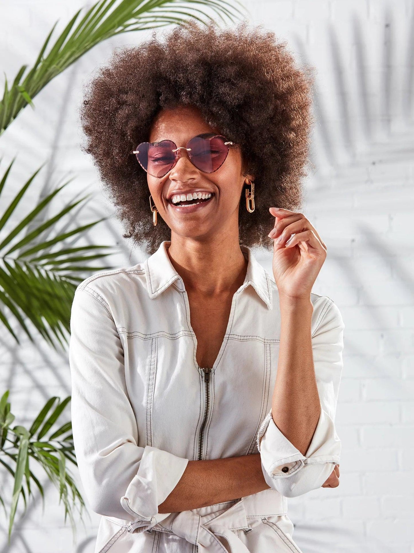 Women'S Heart-Shaped Fashion Sunglasses Rose Gold - Jazz Beauty