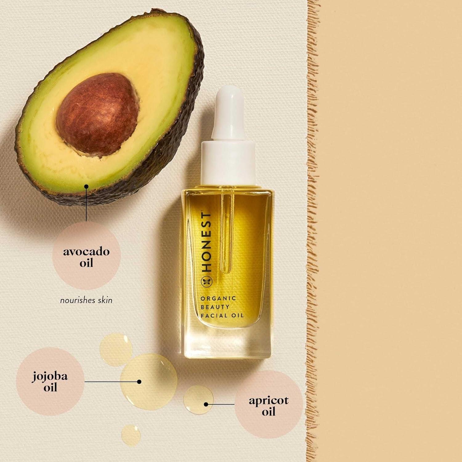 Organic Facial Oil for All Skin Types | Nourishes + Replenishes | Avocado Oil, Apricot Oil, Jojoba Oil | Naturally Scented, EWG Verified, Vegan + Cruelty Free | 1 Fl Oz - Jazz Beauty