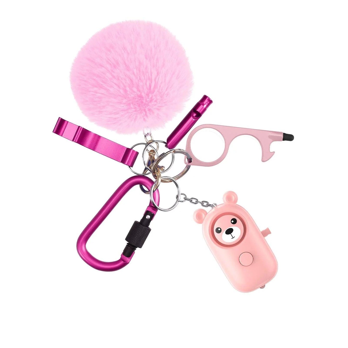 Keychain for Women, Safety Keychain Set with Alarm 6 Pcs Keychain Accessories Keychain for Kids Girls Woman Pink - Jazz Beauty