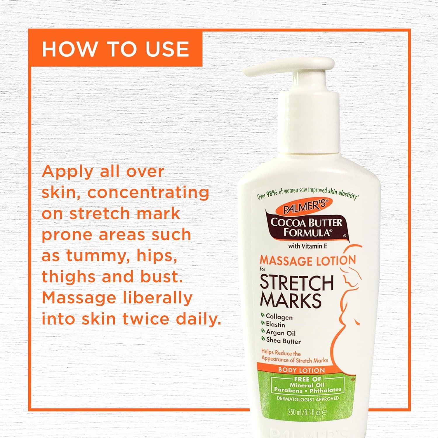 "Ultimate Stretch Mark Solution: Luxurious Cocoa Butter Massage Lotion for Pregnancy Skin Care, Enhanced with Collagen, Elastin, Argan Oil and Shea Butter - 8.5 Ounces" - Jazz Beauty