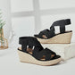 Women'S Wide Width Wedge Sandals, Ankle Strap Flat Low Wedge Platform Heel Sandal. - Jazz Beauty
