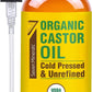 New 16 Fl Oz Glass Bottle Castor Oil Organic Cold Pressed Unrefined Glass Bottle Pack - 100% Pure USDA Certified Organic Hexane Free - Jazz Beauty