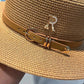 Summer Sun Hat Flat Top Straw Hats for Women New Metal R Letter Fashionable Beach Sun Hat Females Travel Holidays Boater Hat - Jazz Beauty