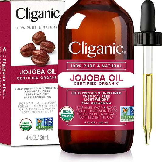 Organic Jojoba Oil, 100% Pure (4Oz) | Moisturizing Oil for Face, Hair, Skin & Nails | Natural Cold Pressed Hexane Free | Base Carrier Oil - Jazz Beauty