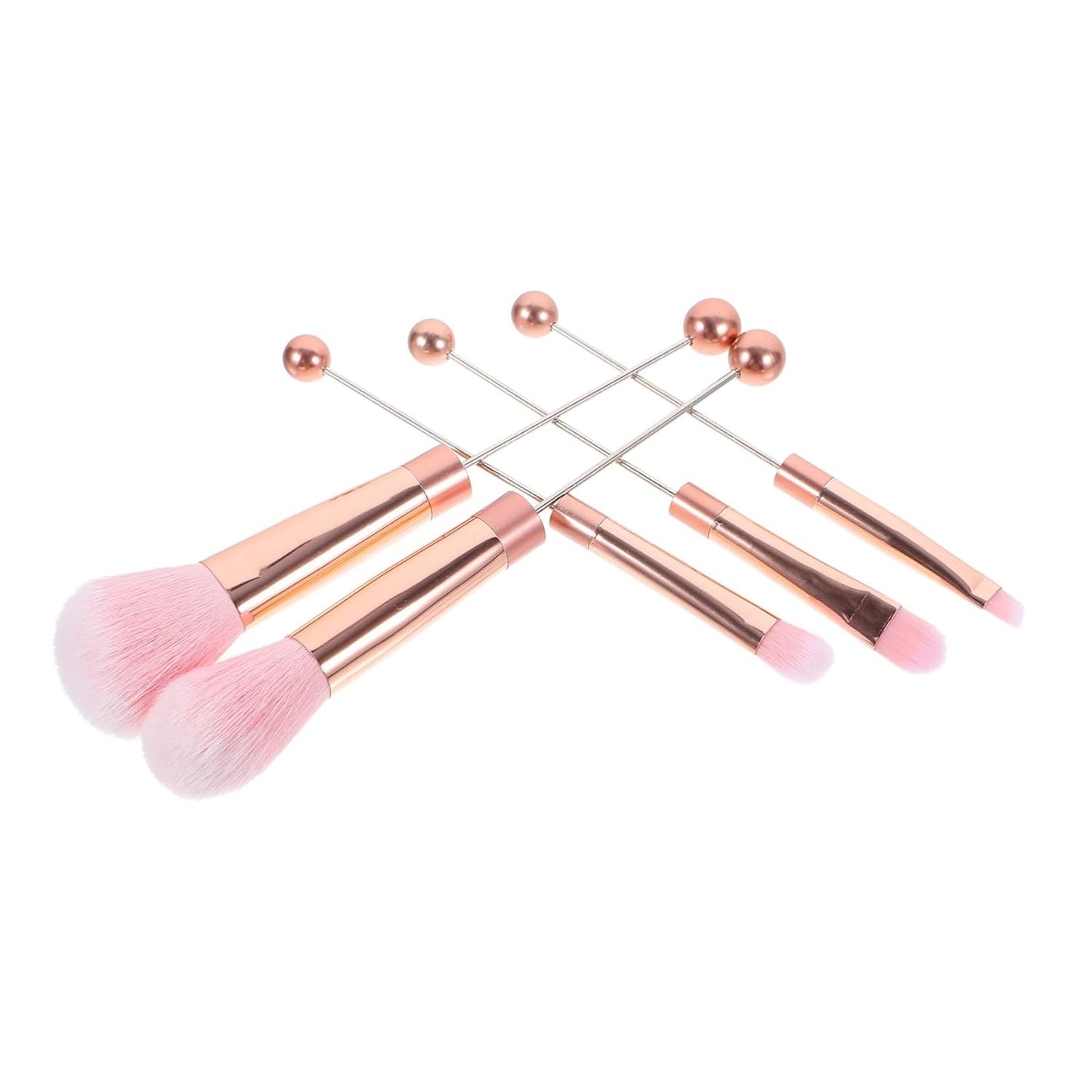 1Set Handle Beaded Makeup Brush Set Soft Bristles for Blush and Powder Application for Women and Girls Travel Cosmetics