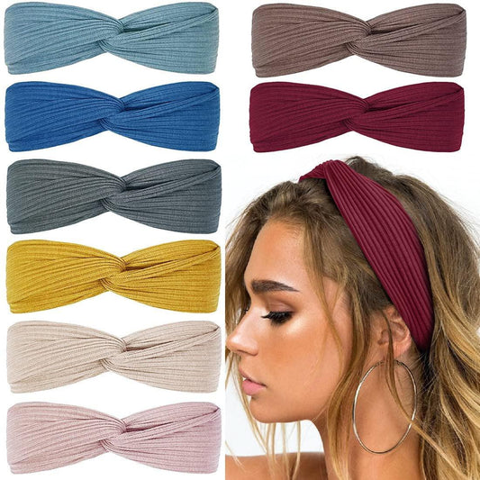 Workout Headbands for Women Yoga Running Athletic Absorb Sweat Hair Bands Solid Color 8Pcs - Jazz Beauty