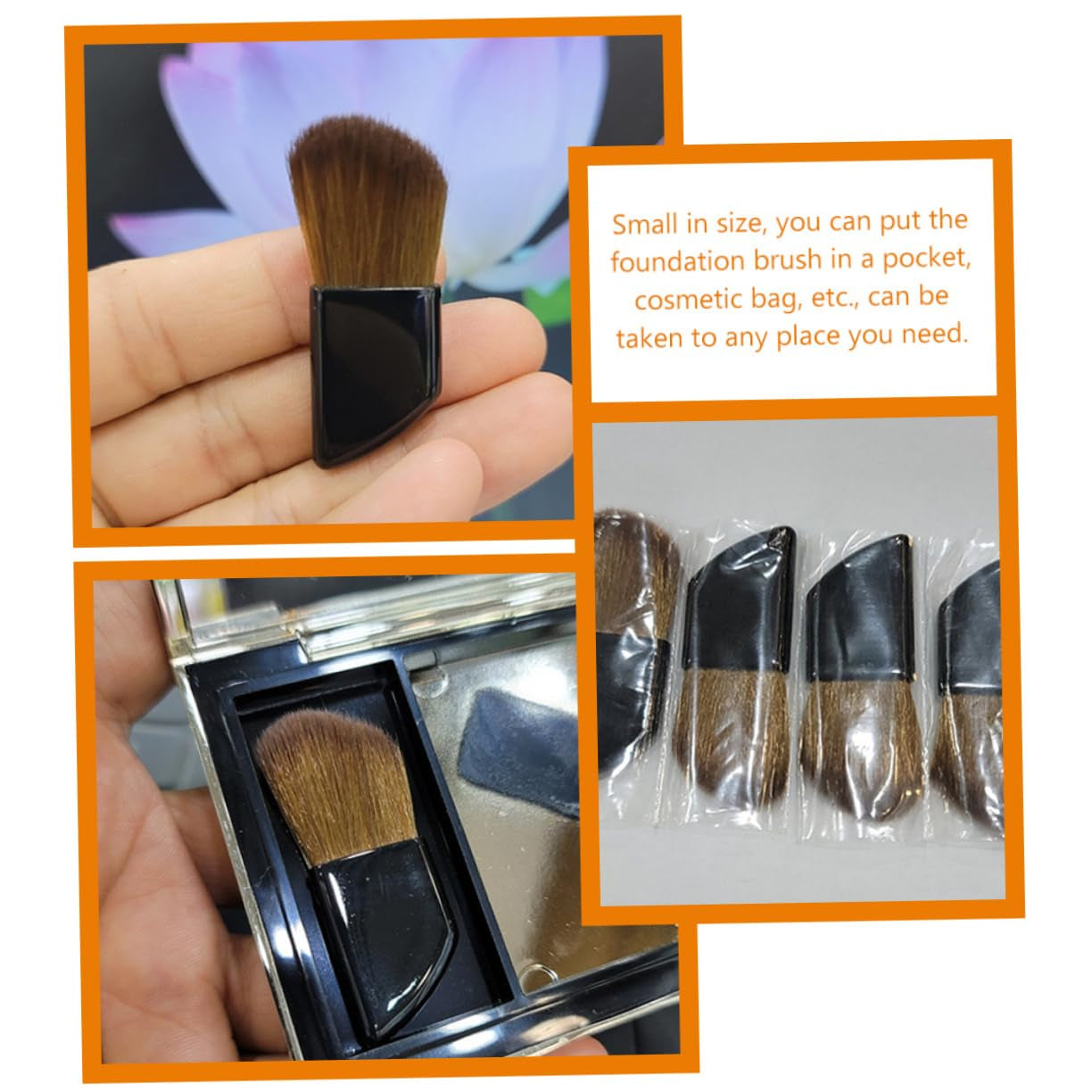 Travel Make up Brushes Set 2Pcs Makeup Blush Brush Angled Foundation Brush for Face