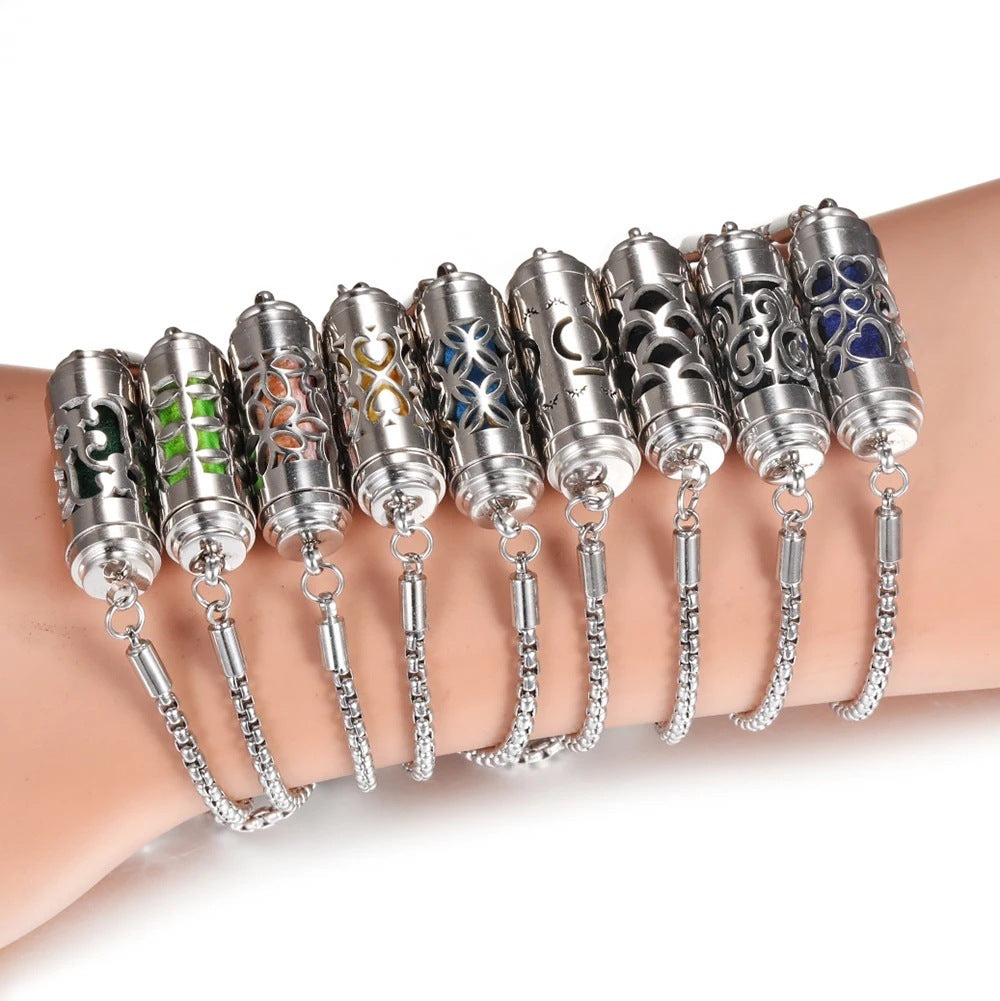 Stainless Steel Wristband Adjustable Perfume Essential Oil Diffuser Bracelet