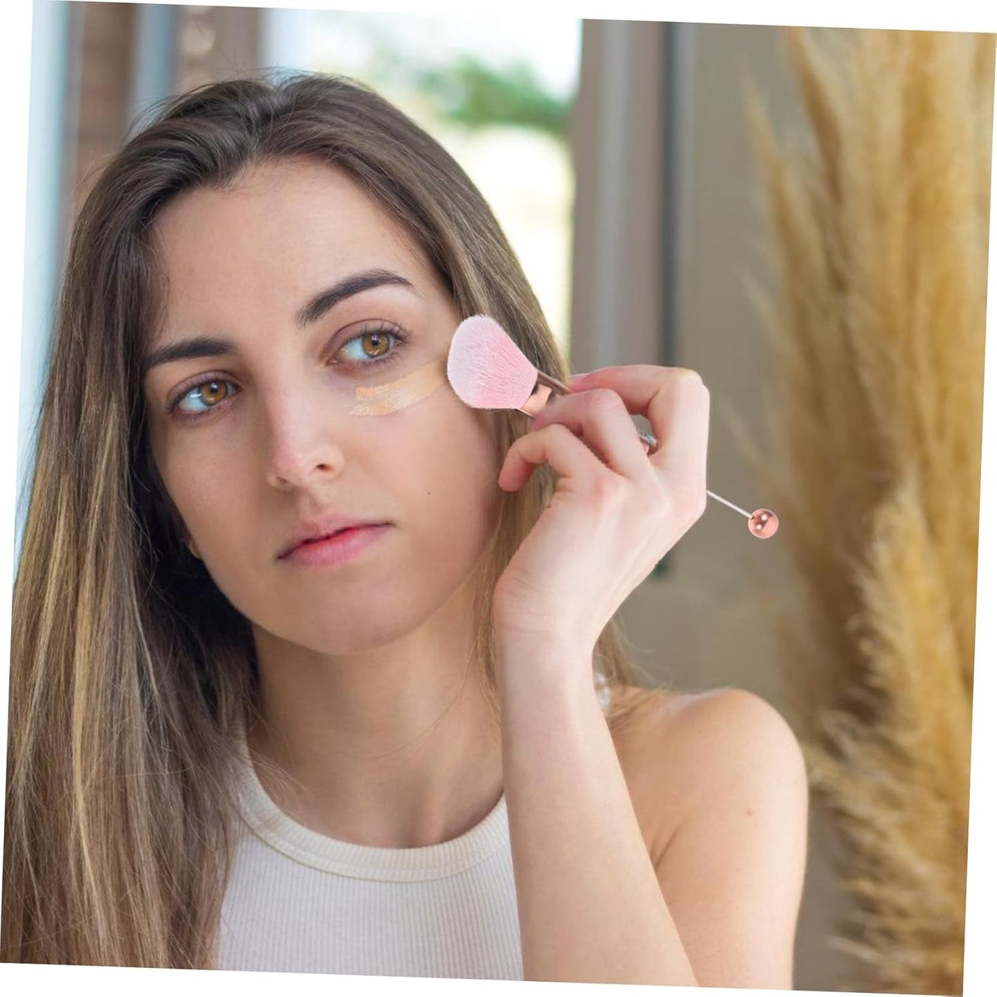 1Set Handle Beaded Makeup Brush Set Soft Bristles for Blush and Powder Application for Women and Girls Travel Cosmetics