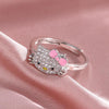 Sanrio Hello Kitty Ring Cute Cartoon KT Cat Rhinestone Zircon Mosaic 925 Silver Girl Ring Ornaments Jewelry Holiday Gift - Jazz Beauty