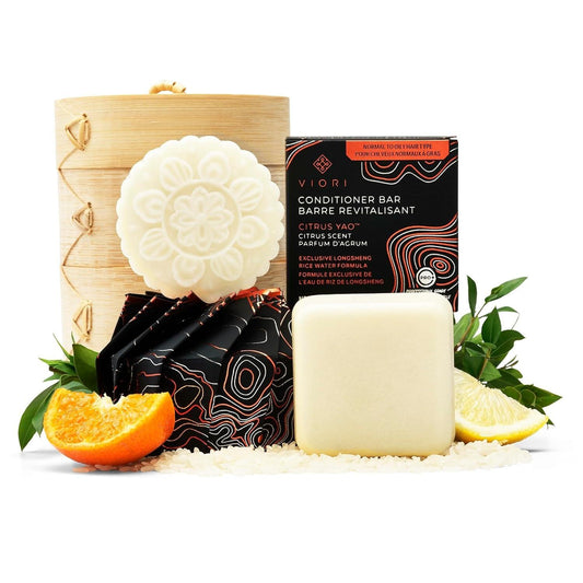 the Foundation Bundle - Citrus Yao Shampoo and Conditioner Set with Bamboo Holder - Rice Water Shampoo Bar and Conditioner Bar - Sulfate-Free, Vegan and Organic - Best for Normal to Oily Hair - Jazz Beauty