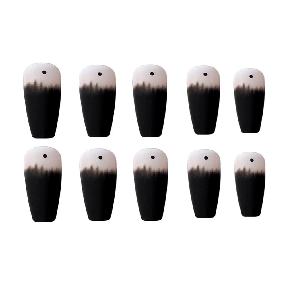 24Pcs Long Coffin False Nails Black Gradient Matte Ballerina Fake Nails DIY Manicure Nail Tips Press on Nails Nail Decoration - Jazz Beauty