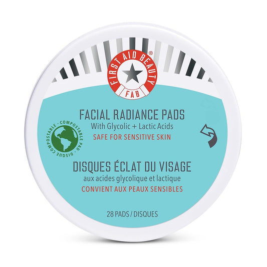 Facial Radiance Pads – Daily Exfoliating Pads with AHA That Help Tone & Brighten Skin – Compostable for Daily Use – 28 Pads - Jazz Beauty