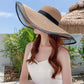 S09 Straw Hat Summer New Style Black Mesh Female Summer Sunscreen Cover Seaside Vacation Holiday Foldable Beach Hat Sun Visor - Jazz Beauty