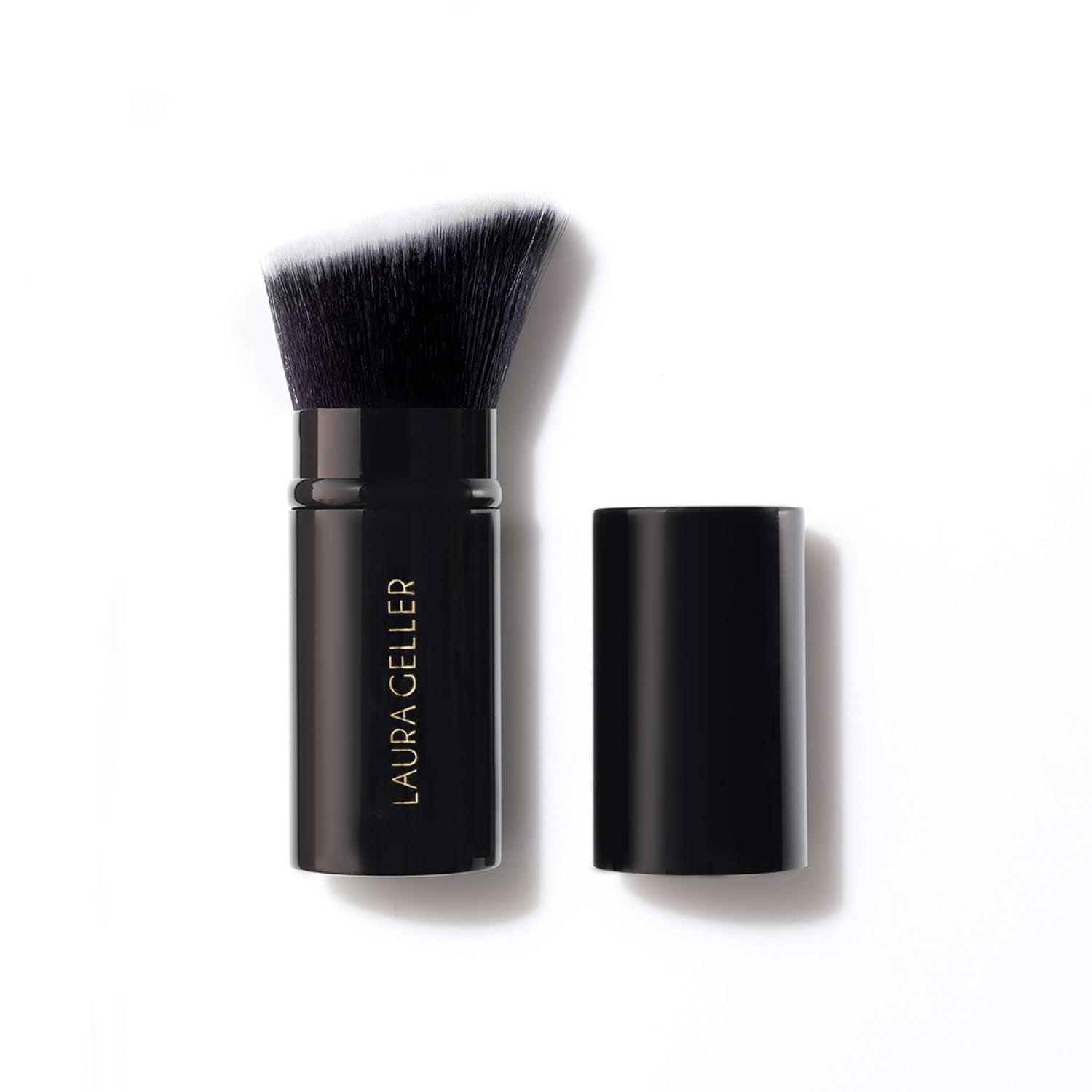 Retractable Black Kabuki Brush for Liquid, Cream and Powder Face Makeup with Aluminum Handle - Jazz Beauty