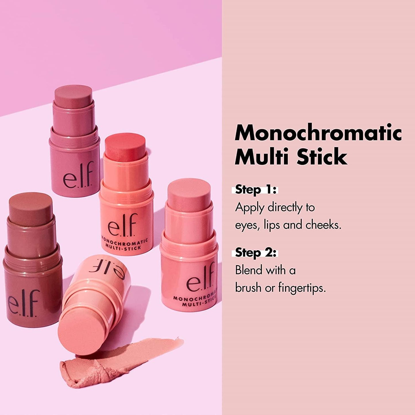 Monochromatic Multi Stick, Luxuriously Creamy & Blendable Color, for Eyes, Lips & Cheeks, Dazzling Peony, 0.155 Oz (4.4G) - Jazz Beauty