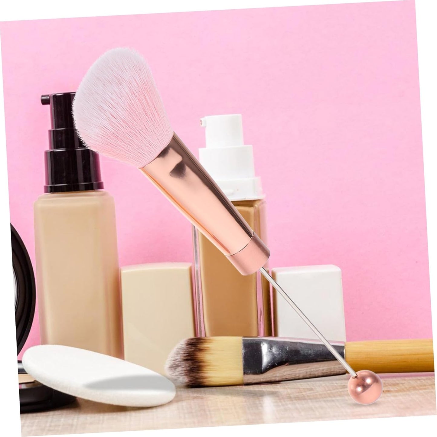 1Set Handle Beaded Makeup Brush Set Soft Bristles for Blush and Powder Application for Women and Girls Travel Cosmetics