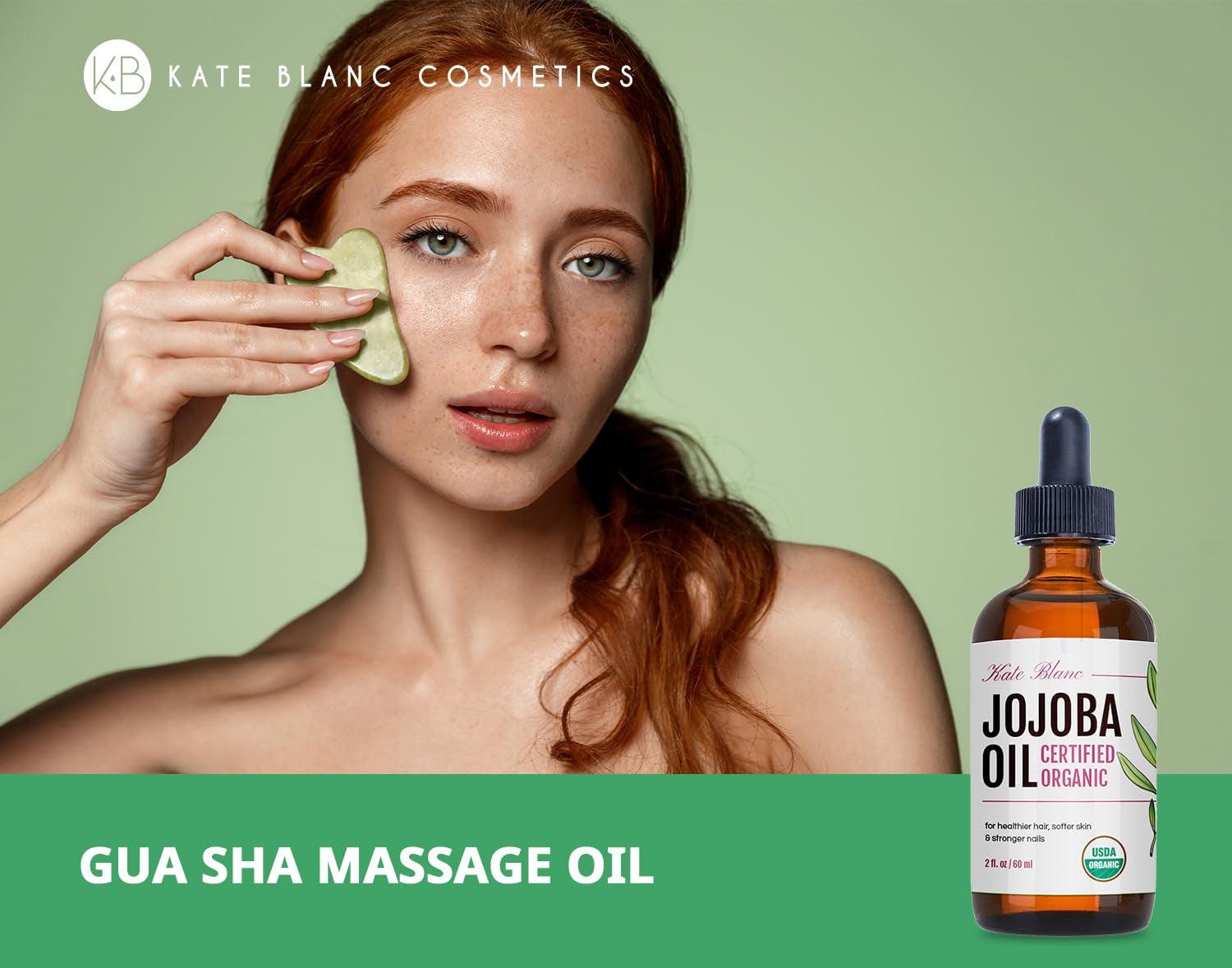 Jojoba Oil for Hair, Face & Skin. Gua Sha Oil for Face Massage & Dermaplaning (2Oz, Organic, 100% Pure, Natural) - Jazz Beauty