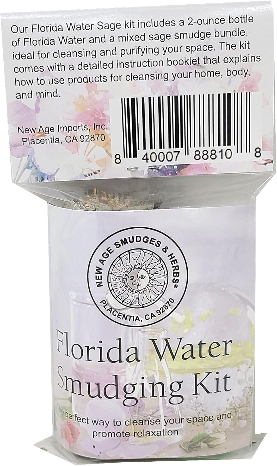 -White Sage Mix W/Lavender, Lemon Slice & Palo Santo Sage 4 Inch Incense Smudge Bundle W/Florida Water 2Oz Bottle- Cleansing Sage Incense & Water, Smudging Rituals. (FW-KIT-01) - Jazz Beauty