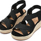 Women'S Wide Width Wedge Sandals, Ankle Strap Flat Low Wedge Platform Heel Sandal. - Jazz Beauty