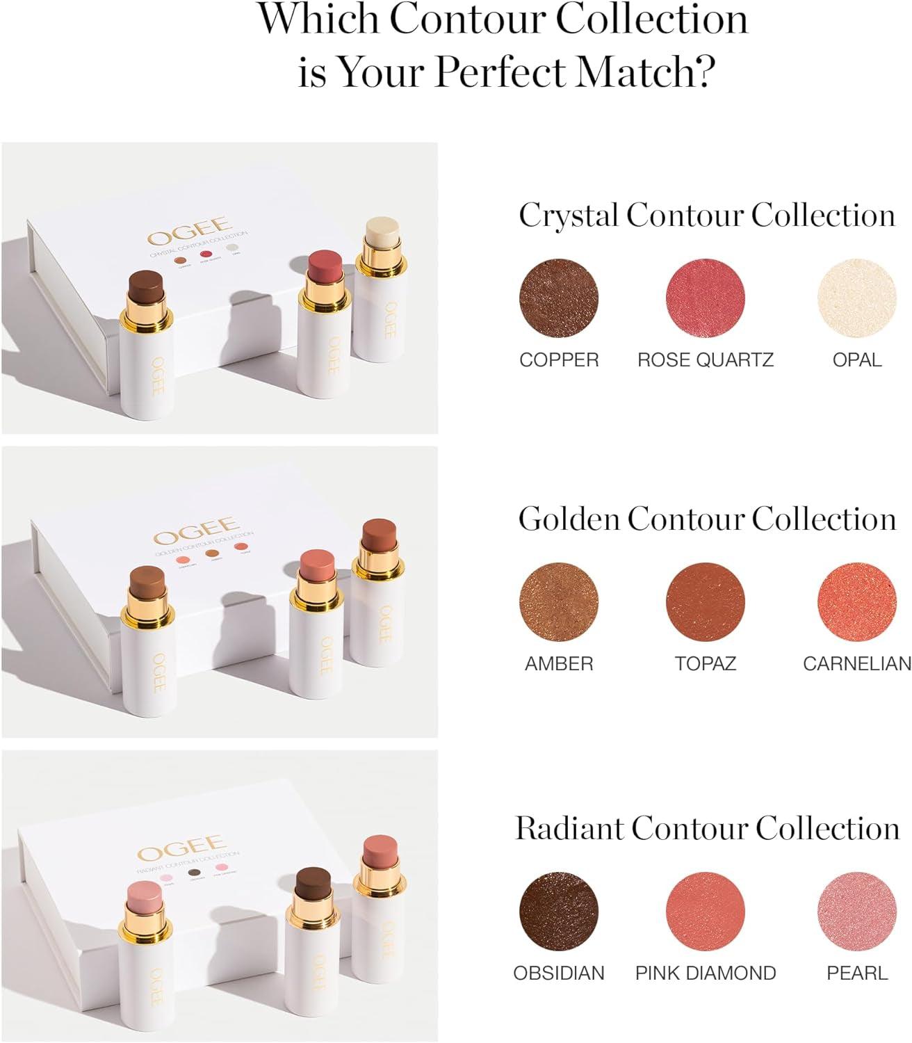 Face Stick Crystal Collection Trio - Contour Stick Makeup Collection - Certified Organic Contour Palette - Includes Bronzer Stick, Blush Stick & Highlighter Stick - Jazz Beauty