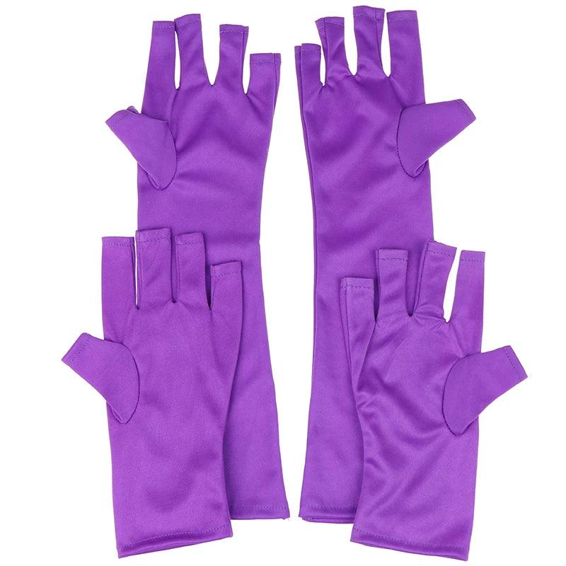 "Ultimate UV Protection Open-Toed Gloves for Flawless Nail Art - 1 Pair (25/40Cm)" - Jazz Beauty