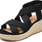 Women'S Wide Width Wedge Sandals, Ankle Strap Flat Low Wedge Platform Heel Sandal. - Jazz Beauty