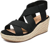 Women'S Wide Width Wedge Sandals, Ankle Strap Flat Low Wedge Platform Heel Sandal. - Jazz Beauty