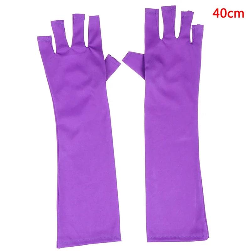 "Ultimate UV Protection Open-Toed Gloves for Flawless Nail Art - 1 Pair (25/40Cm)" - Jazz Beauty