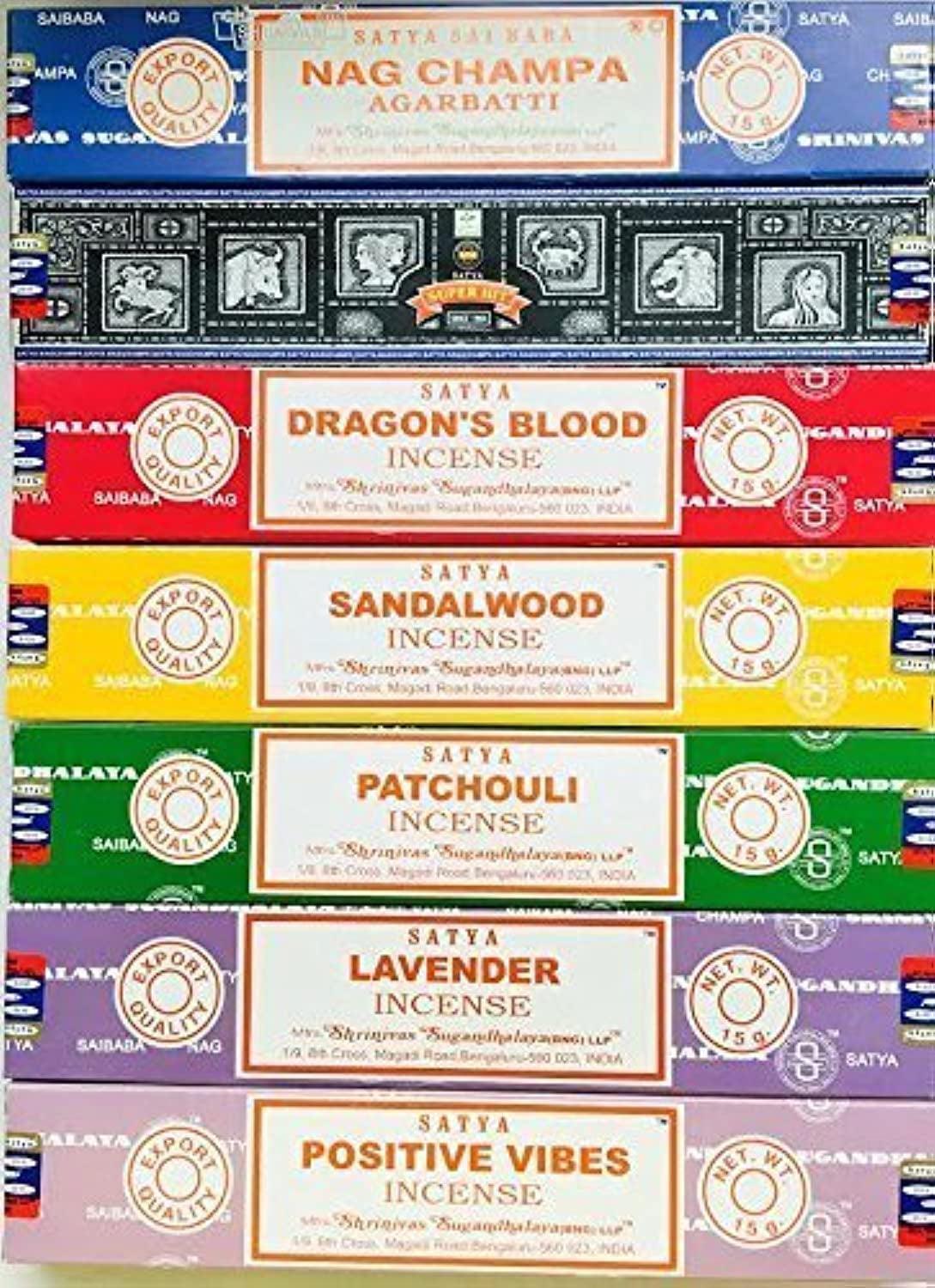 Incense Gift Set Nag Champa, Super Hit, Dragon'S Blood, Sandalwood, Patchouli, Lavender, Positive Vibes, 15 G - Jazz Beauty